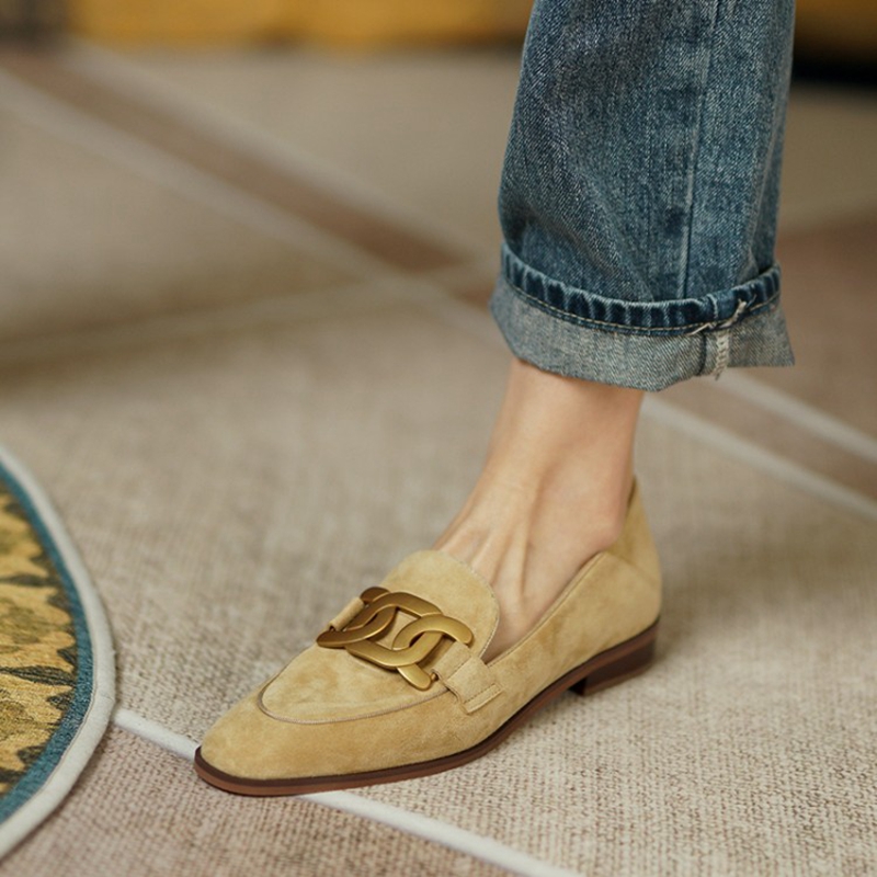 Women'S Shoes - Süet deri kadın loafer'lar ilkbahar/sonbahar düşük